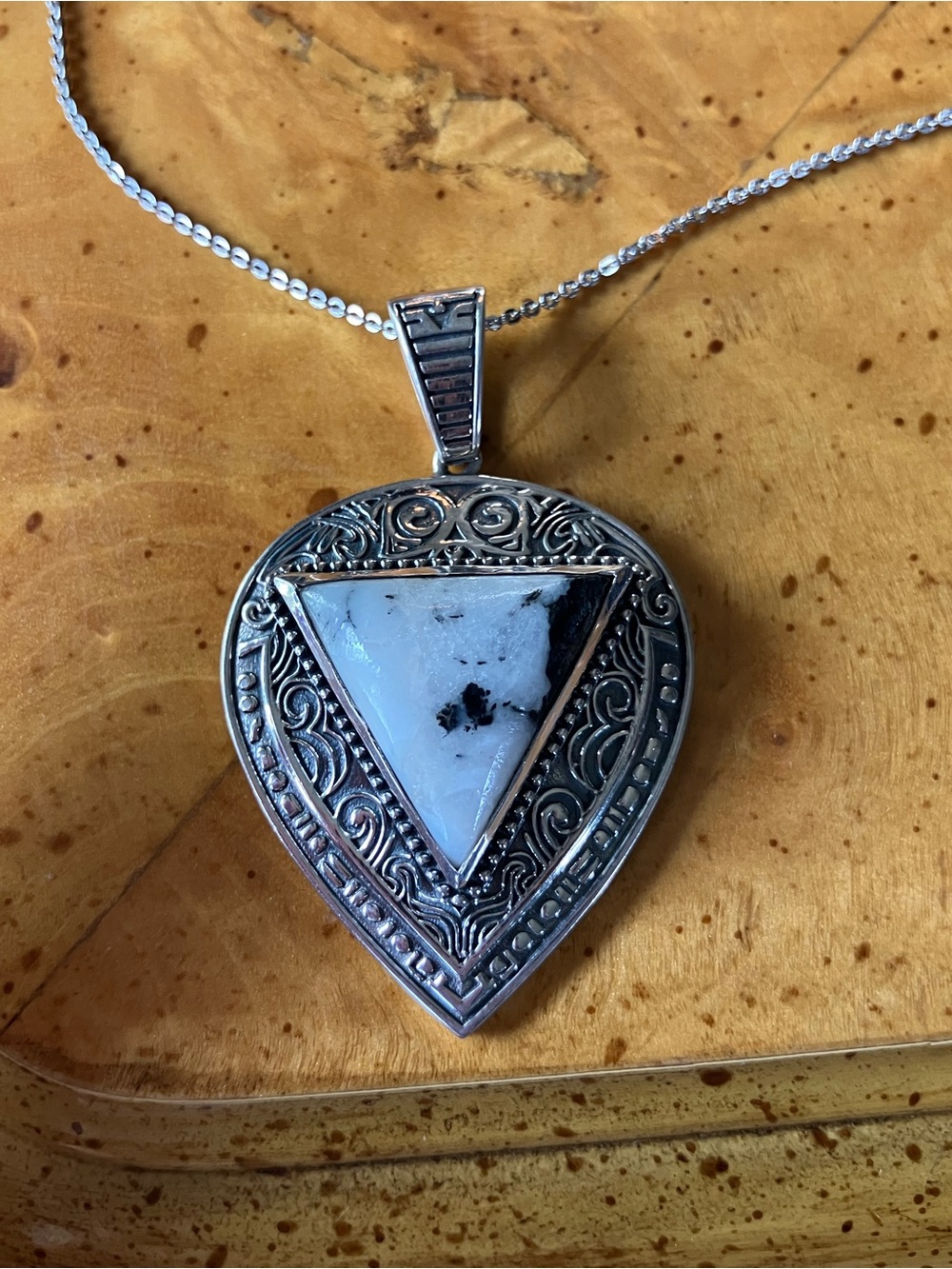 White Buffalo Sterling Silver Arrow Necklace